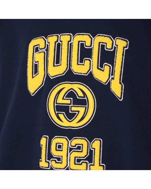 Gucci Blue Cotton Jersey Hooded Sweatshirt for men