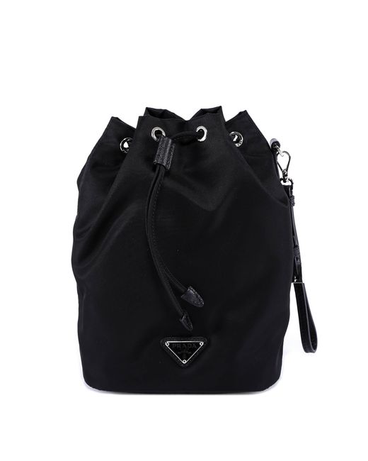Prada Black Vela Mini Bucket Bag Pouch