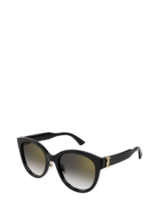 Cartier Black Round Frame Sunglasses