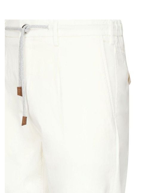 Eleventy White Drawstring Casual Pants for men