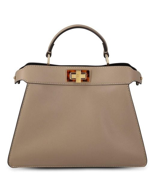 Fendi Brown Peekaboo Iseeu Twist-lock Detailed Small Tote Bag