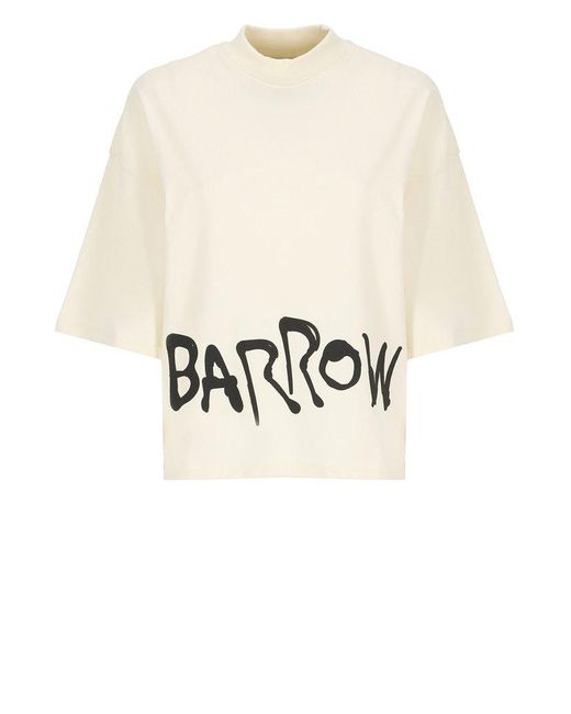 Barrow White Teddy Bear Printed Crewneck T-shirt