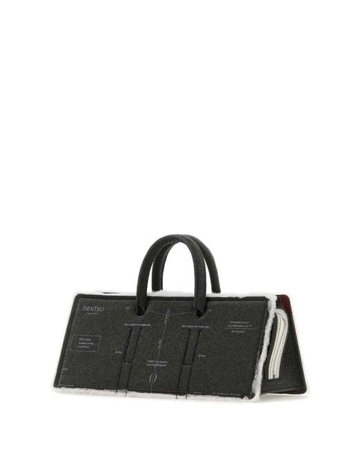 Dentro Black Structured Designer Tote Bag