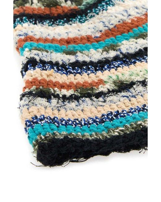 Alanui intarsia-knit frayed scarf - Black