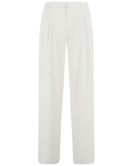 Tagliatore White Wide-Leg Trousers With Central Closure
