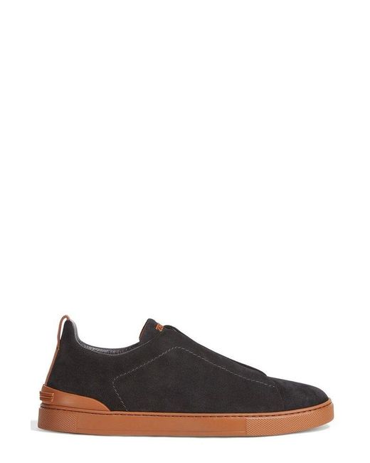 Zegna Black Triple Stitch Low-Top Sneakers for men