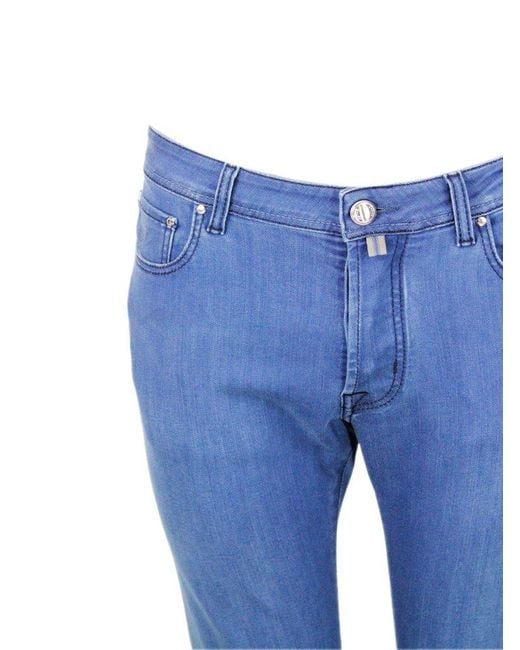 Jacob Cohen Blue Logo Patch Slim Fit Jeans for men