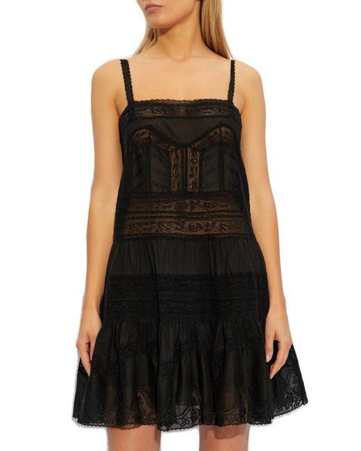 Zimmermann Black Cotton Dress With Straps,