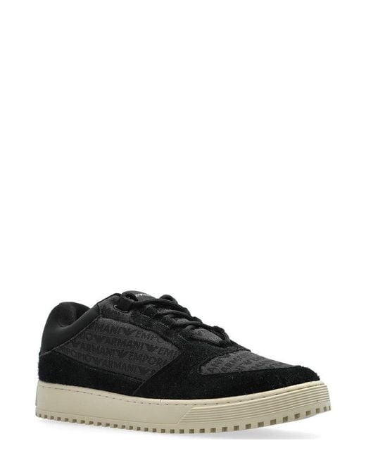 Emporio Armani Black Suede Leather Sneakers for men