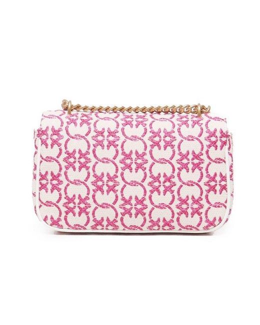 Pinko Pink Love One Logo Jacquard Mini Shoulder Bag