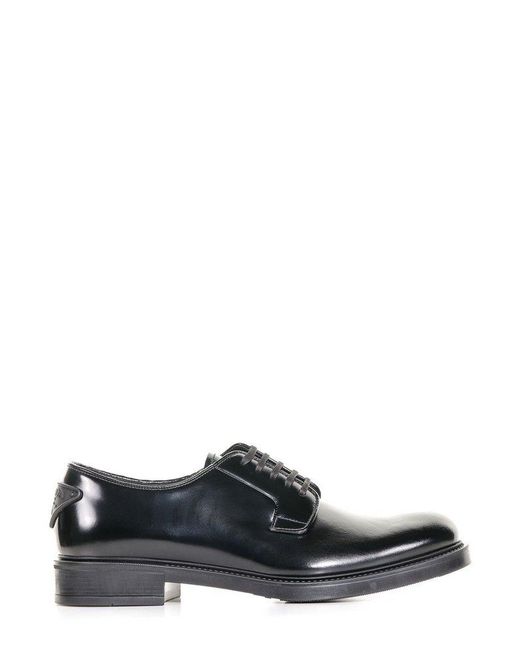 Prada Black Lace-up Flat Shoes for men