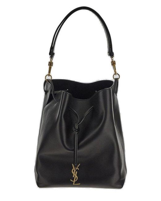 Saint Laurent Black Paris Vii Logo Plaque Pouch