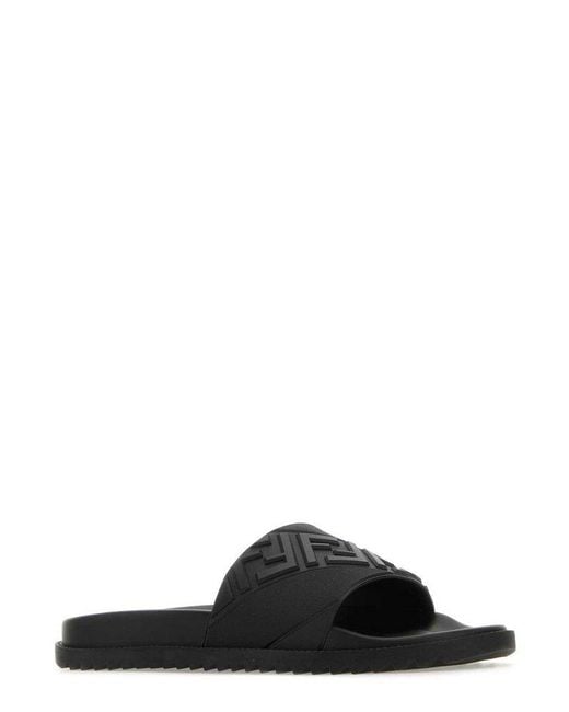 Fendi Black Logo Embossed Slip-on Slippers for men