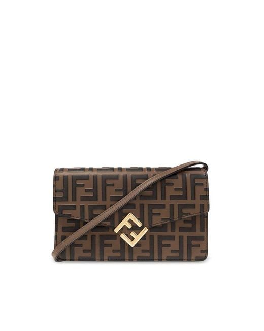 Fendi Logo Plaque Chained Wallet in White Lyst UK