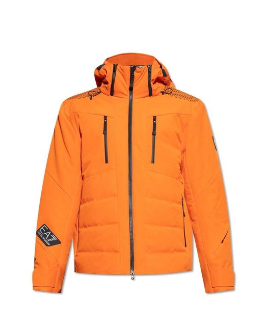 EA7 Orange Ski Jacket With Logo, for men