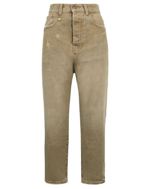 R13 Natural Distressed Tailored Drop Jeans