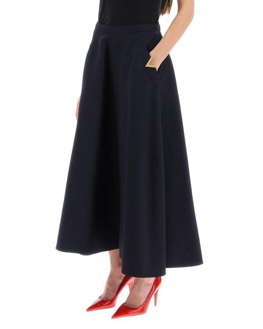 Valentino Blue Crepe Couture High Waist Midi Skirt