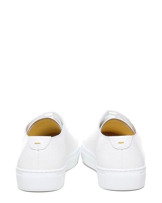 Doucal's White Lace-Up Round Toe Sneakers for men