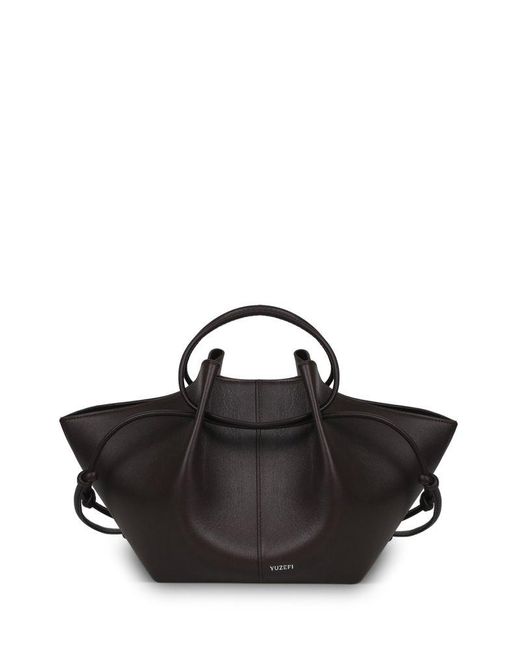 Yuzefi Black Drawstring Top Handle Bag