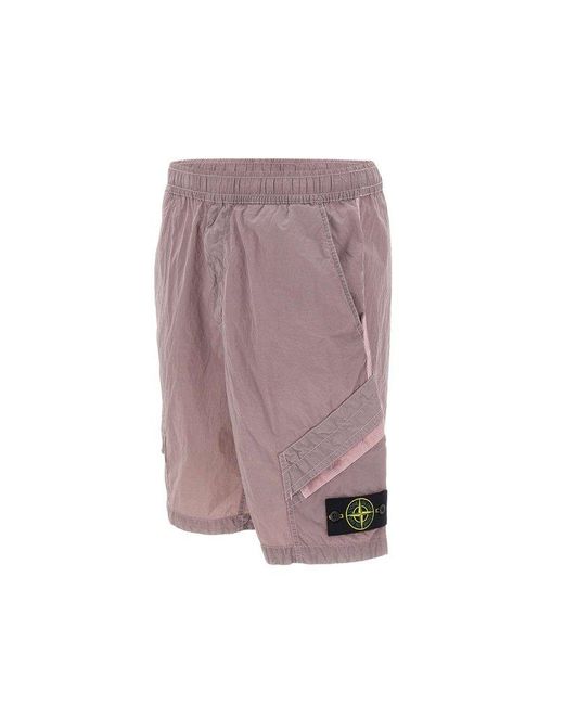 Stone Island Purple Iridescent Nylon Shorts for men