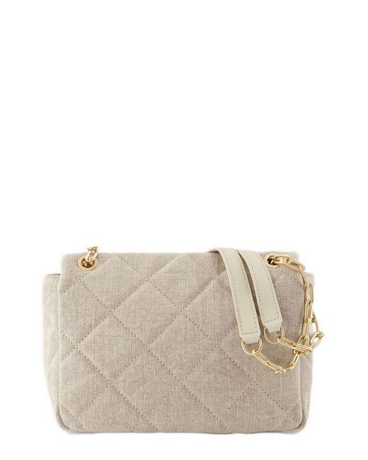 Vanessa Bruno Gray Large Quilted Moon Shoulder Bag