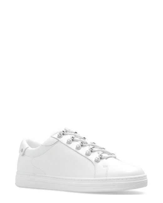 Jimmy Choo White Antibes Embellished Low-top Sneakers