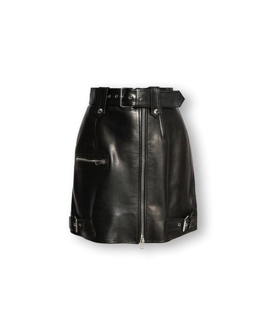 Alexander McQueen Black Leather Skirt