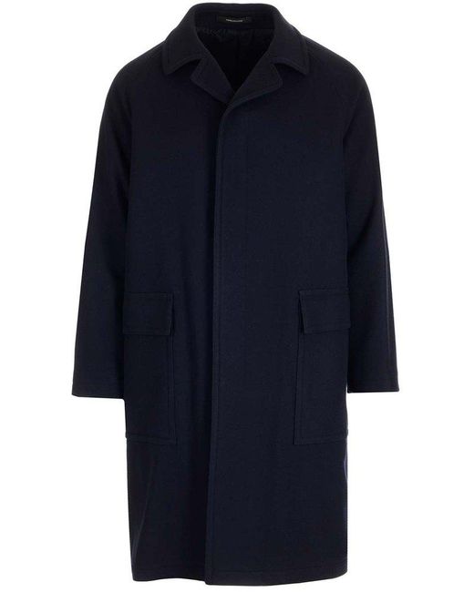 Tagliatore Blue Single-breasted Long Sleeved Coat for men