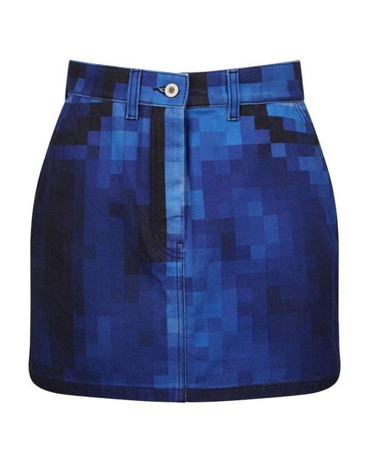 Loewe Blue Pixelated Denim Skirt