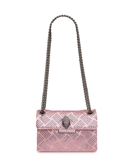 Kurt Geiger Pink Mini Kensington Embellished Chain-linked Shoulder Bag