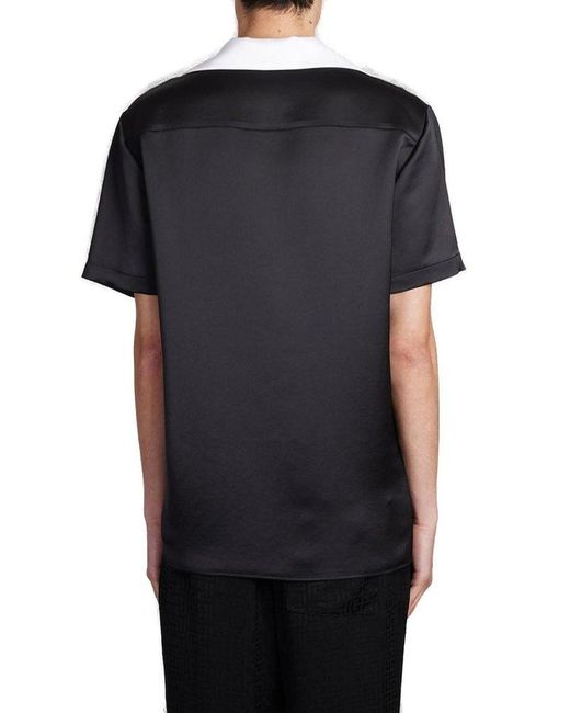 Balmain Black Pb Signature Satin Short-sleeved Shirt for men