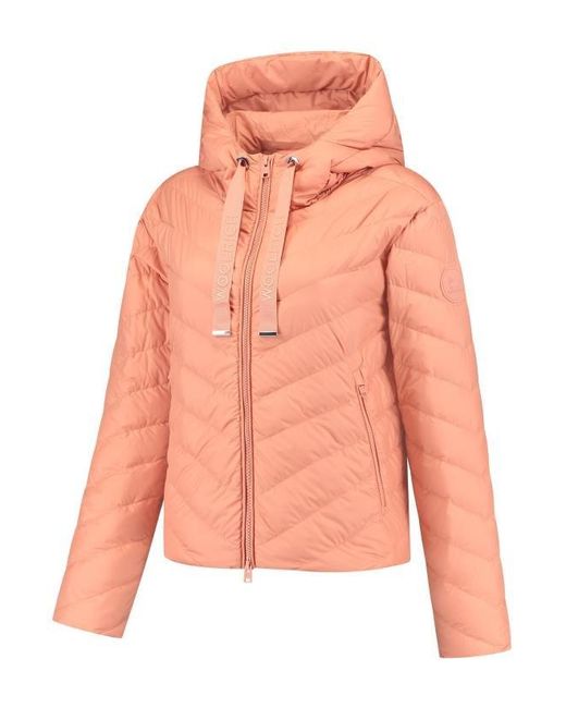 Woolrich Pink Chevron Quilted Hooded Jacket