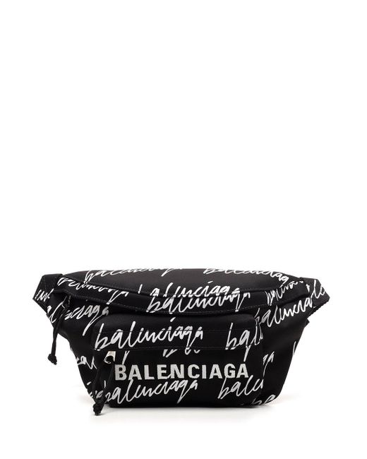 Balenciaga Scribble Logo Wheel Belt Bag Black for men