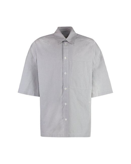 Bottega Veneta Gray Striped Side Slit Overshirt for men