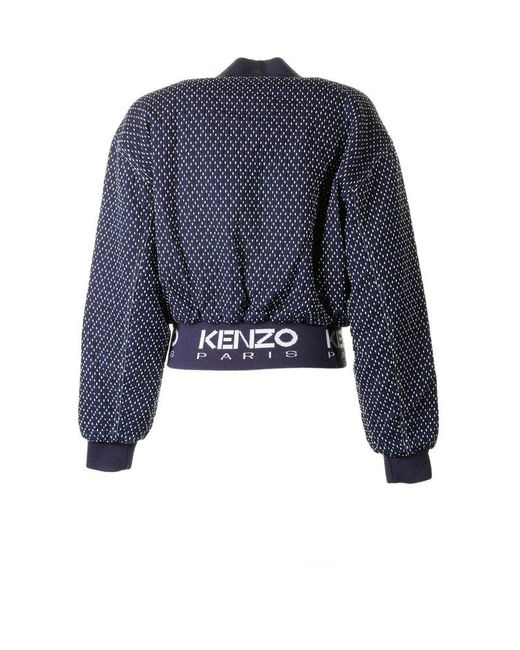 KENZO Blue Sashiko Stitch Embroidered Zipped Bomber Jacket
