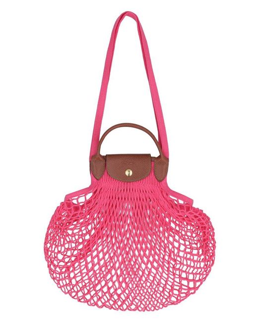 Longchamp Le Pliage Filet Top Handle Bag in Red Lyst UK