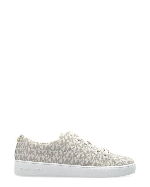 MICHAEL Michael Kors White Keaton Monogram Printed Sneakers