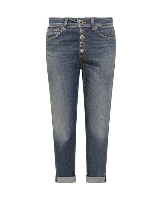 Dondup Blue High-waist Button-fly Cropped Jeans