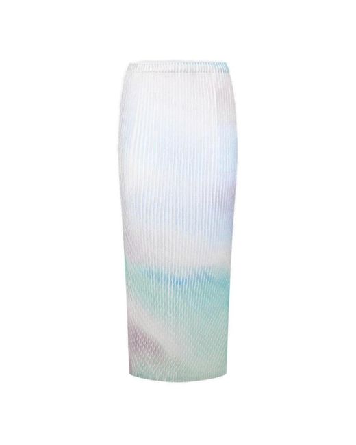 Issey Miyake White Tie-dyed Pleated Skirt