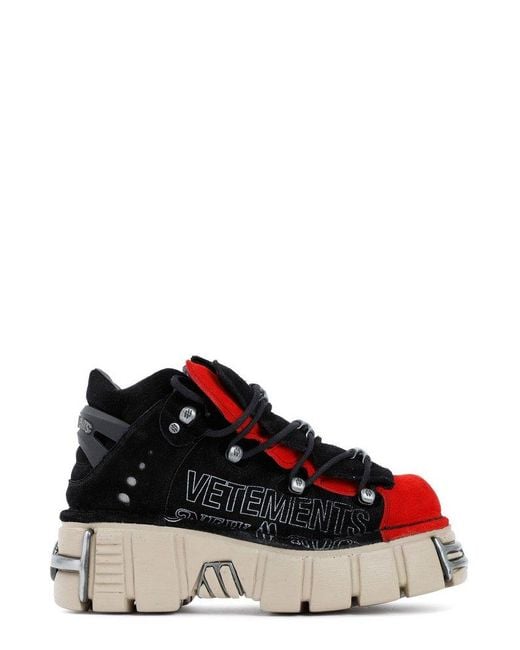 Vetements X New Rock Logo-detailed Platform Sneakers in Red for Men