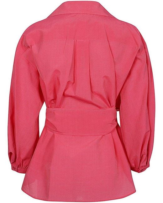 Weekend by Maxmara Red Belted Long-sleeved Shirt