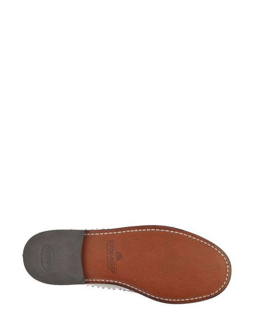 Sebago White Studded Loafer Flats