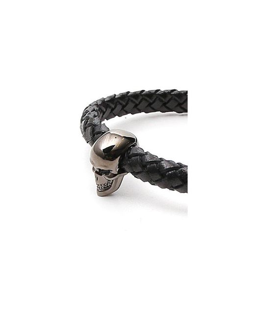 Alexander McQueen Metallic Leather Bracelet for men
