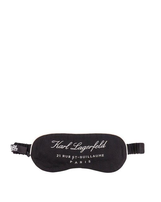 Karl Lagerfeld Black Logo Embroidered Sleep Mask