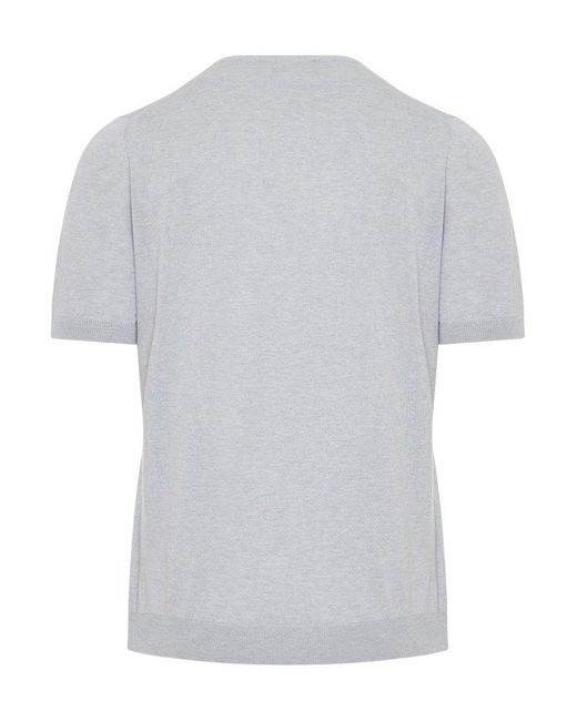 Enrico Mandelli White Logo Plaque Crewneck Knitted T-shirt for men