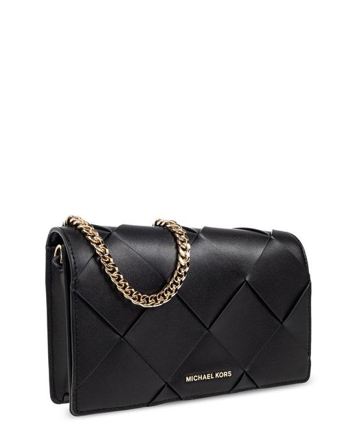 MICHAEL Michael Kors Black Jet Set Medium Woven Crossbody Bag