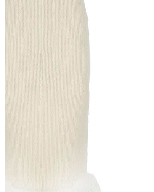 Alessandra Rich White Knitted Midi Skirt