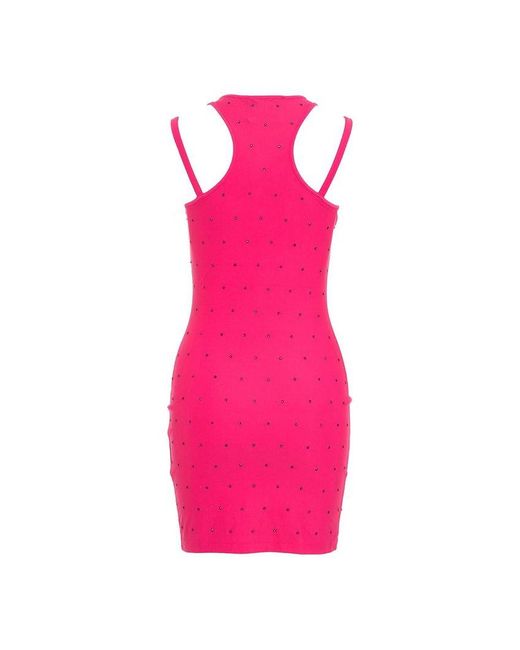 Versace Pink Embellished Straight Hem Mini Dress