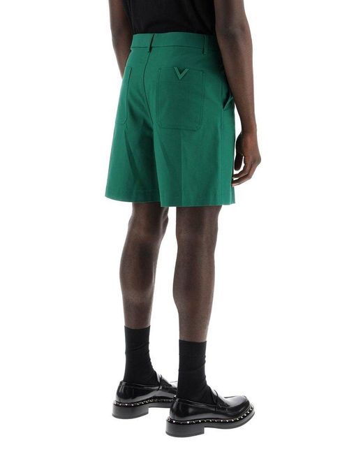 Valentino Green Logo Plaque Bermuda Shorts for men