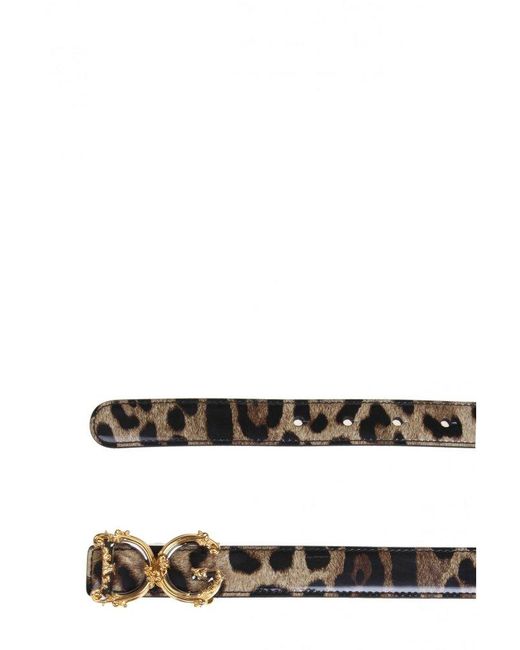Dolce & Gabbana White Dg Plaque Leopard Print Belt